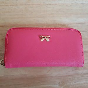☀️ Pink Zipper Wallet with Gold Bow